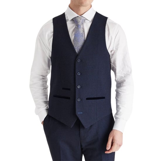 Chaleco de traje azul marino para hombre, chaleco formal Príncipe de Gales - Image 3