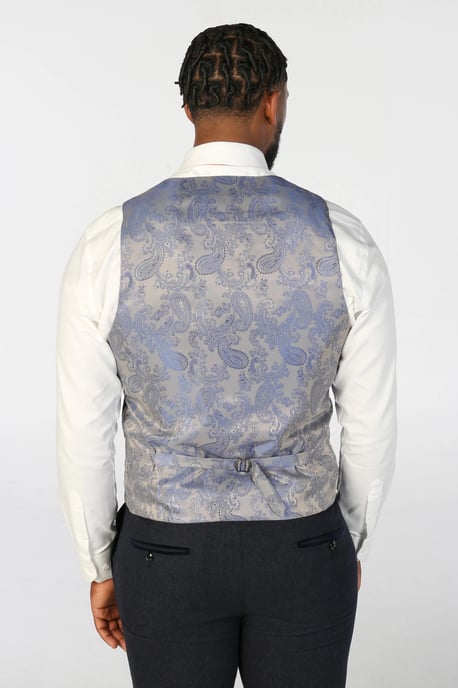 Chalecos formales de tweed de mezcla de lana azul marino para hombre - Image 2