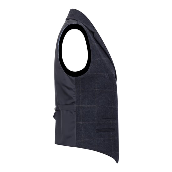 Chaleco formal de tweed azul marino de corte entallado para mujer - Image 3