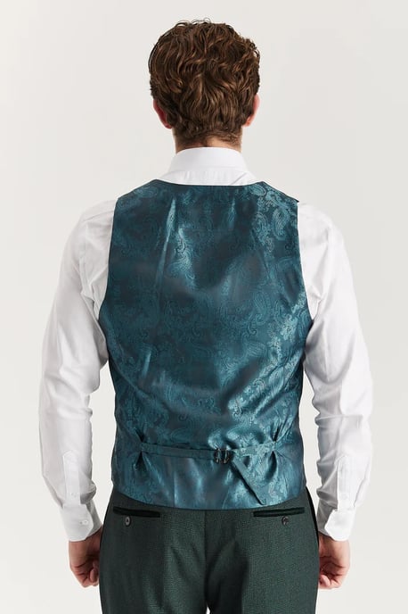 Chaleco de traje verde para hombre, chaleco formal Príncipe de Gales - Image 2
