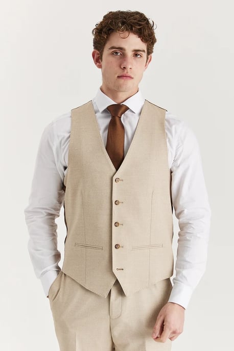 Chaleco beige ligero de verano para boda y fiesta para hombre - Image 1