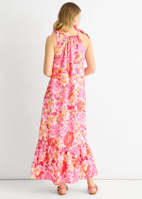 Vestido Trapecio con Tirantes Florales Rojo - Image 4