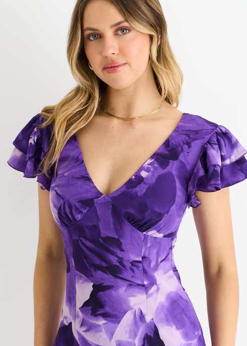 Maxi Vestido Floral Acuarela Morado - Image 2