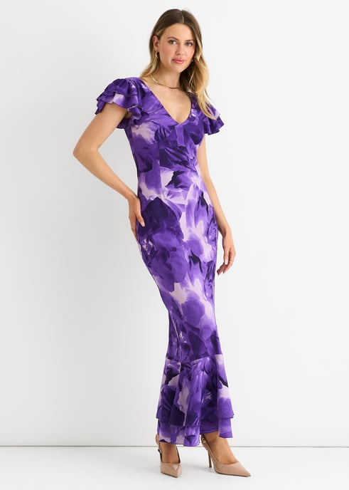 Maxi Vestido Floral Acuarela Morado - Image 3
