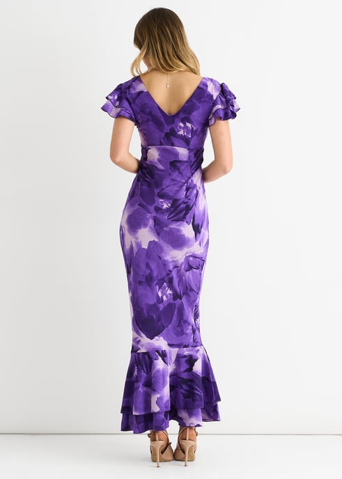 Maxi Vestido Floral Acuarela Morado - Image 4