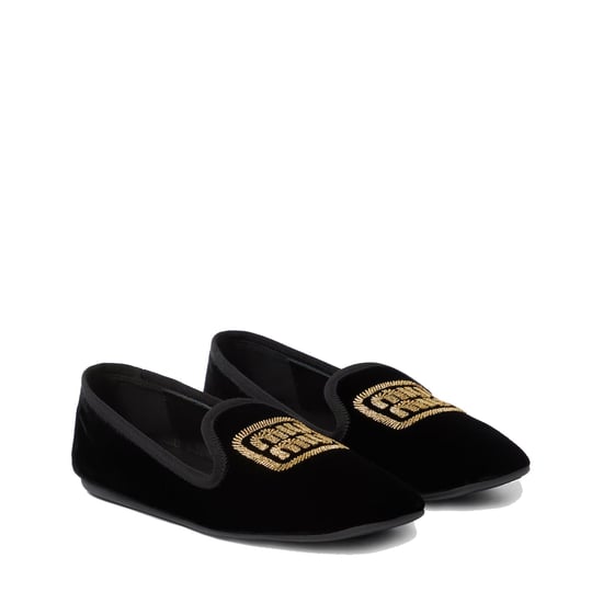 Miu Miu Bailarinas de Terciopelo con Logo - Image 2