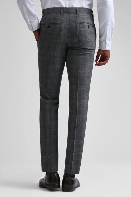Zion Charcoal Text Check Slim Trousers - Image 2