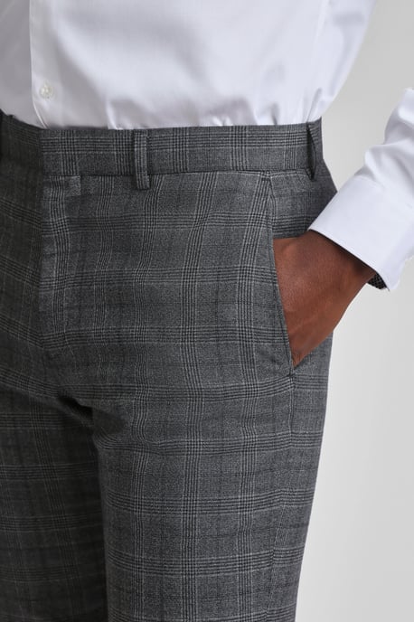 Zion Charcoal Text Check Slim Trousers - Image 3
