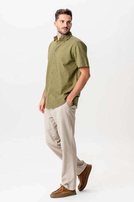 Camisa Lino Manga Corta - Kiwi - Image 4