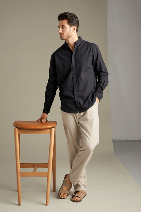 Camisa de lino - Negro - Image 3