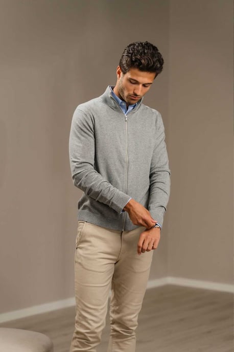 Cárdigan con cremallera - Gris Melange - Image 2