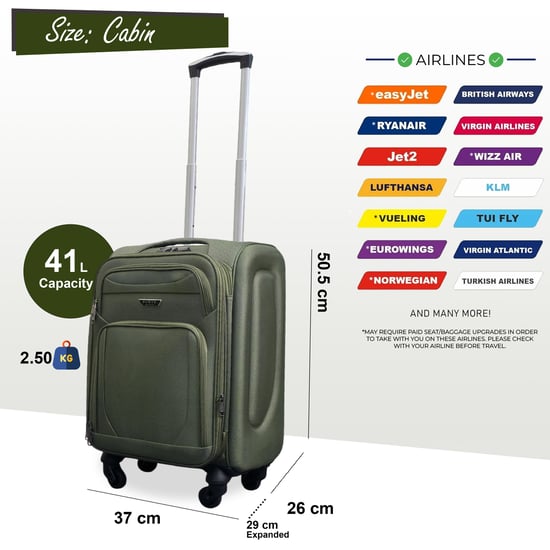 Maleta de viaje ligera de nailon color caqui con 4 ruedas para vacaciones - Image 4