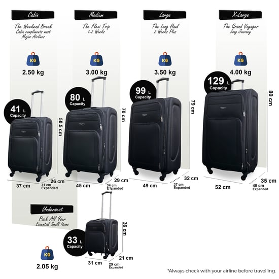 Maleta ligera de nailon negro con 4 ruedas, estuche de viaje y bolsas para vacaciones. - Image 2