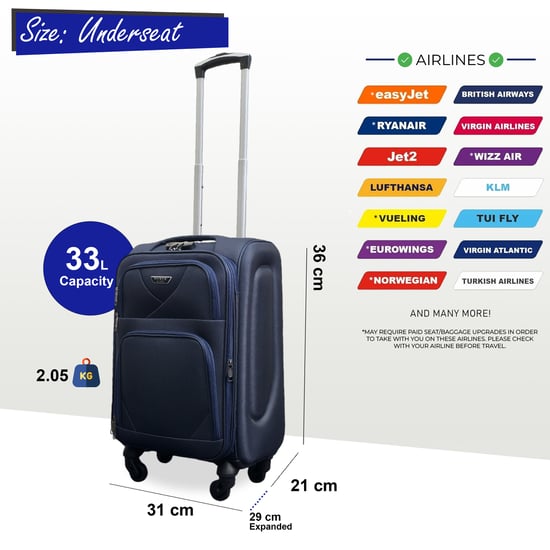 Maleta ligera de nailon azul marino con 4 ruedas, estuche de viaje y bolsas para vacaciones - Image 4
