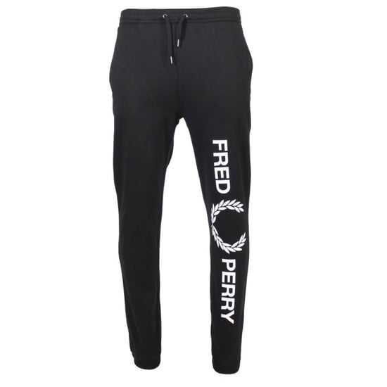 Pantalones deportivos negros con pernera grande y marca Fred Perry - Image 1