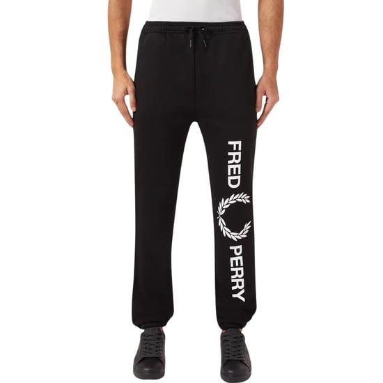 Pantalones deportivos negros con pernera grande y marca Fred Perry - Image 2