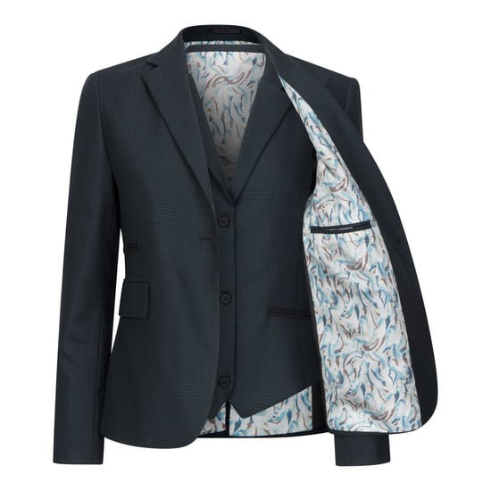 Traje de tres piezas entallado para mujer en color oliva con cuadros Príncipe de Gales - Image 3
