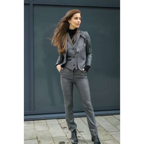 Traje gris de tres piezas a medida para mujer con cuadros Príncipe de Gales - Image 6