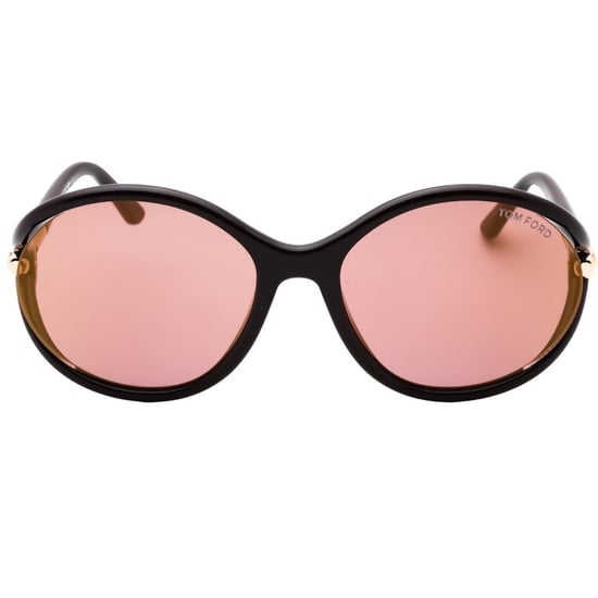 Gafas de sol Tom Ford con montura marrón oscuro brillante y lentes marrón rosa - Image 1