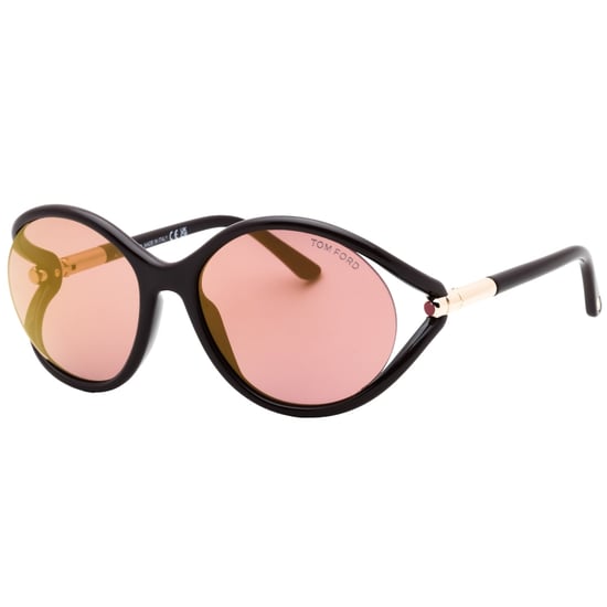 Gafas de sol Tom Ford con montura marrón oscuro brillante y lentes marrón rosa - Image 2