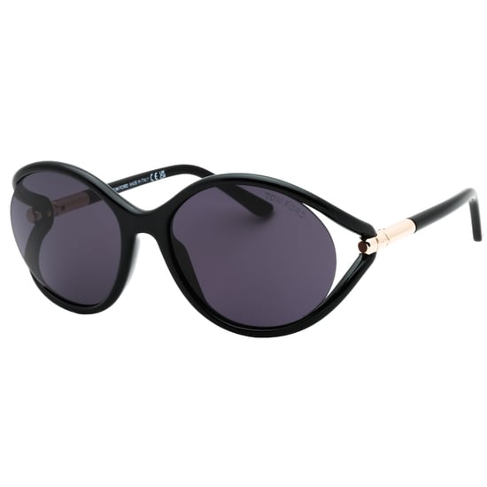 Gafas de sol Tom Ford con lentes ahumadas oscuras y negras brillantes - Image 2