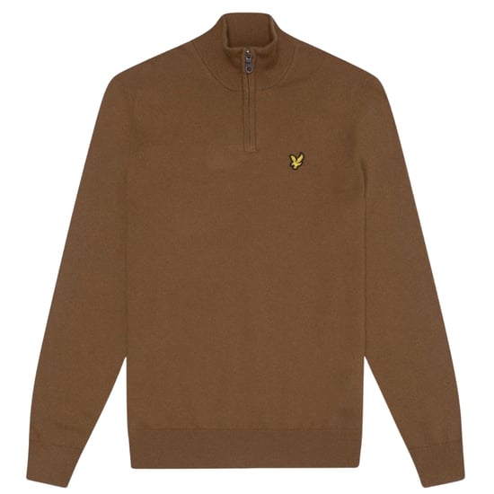 Jersey liso de algodón merino con cremallera de un cuarto y ortiga salvaje con la marca de Lyle & Scott - Image 1