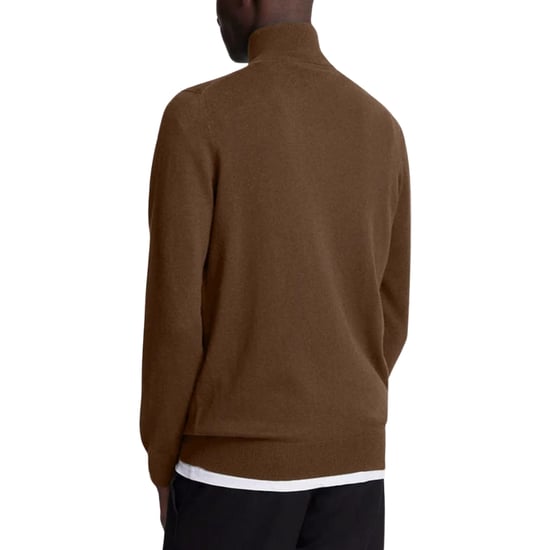 Jersey liso de algodón merino con cremallera de un cuarto y ortiga salvaje con la marca de Lyle & Scott - Image 2