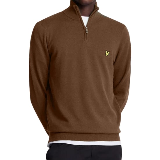 Jersey liso de algodón merino con cremallera de un cuarto y ortiga salvaje con la marca de Lyle & Scott - Image 3