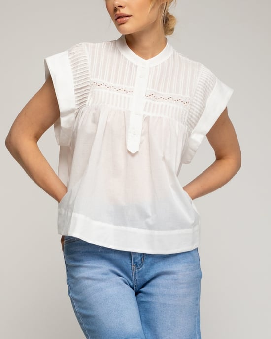 Top sin mangas oversize con pliegues - Image 3