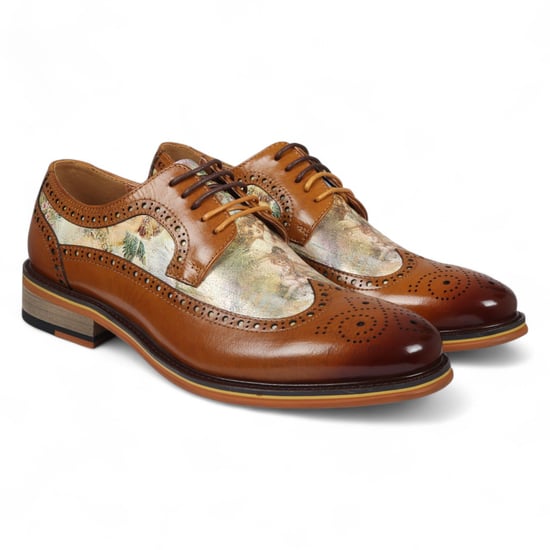 Zapatos de vestir brogue con estampado icónico de cuero marrón para hombre de Justin Reess - Scott - Image 2