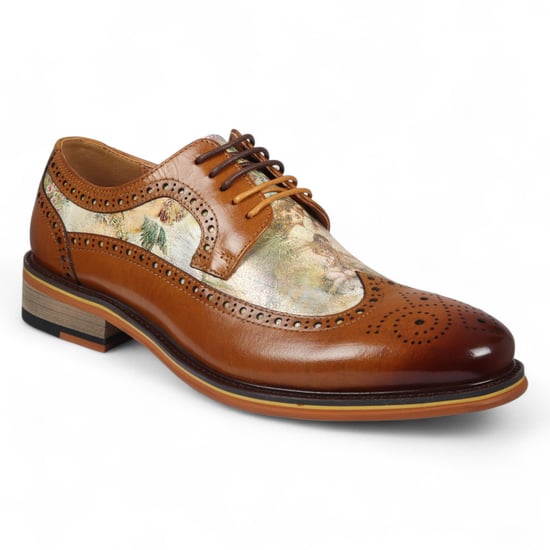 Zapatos de vestir brogue con estampado icónico de cuero marrón para hombre de Justin Reess - Scott - Image 3