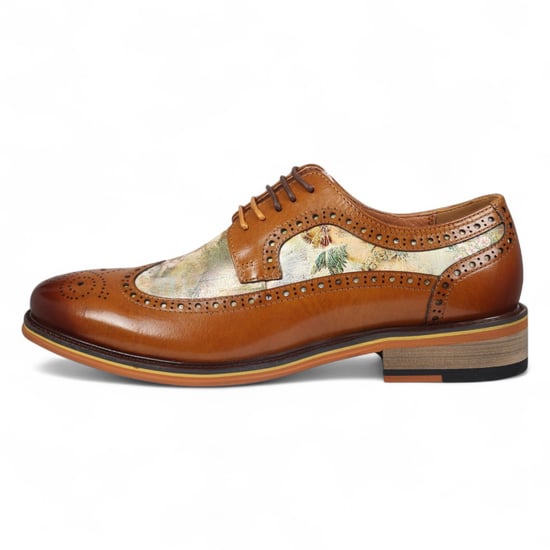 Zapatos de vestir brogue con estampado icónico de cuero marrón para hombre de Justin Reess - Scott - Image 4