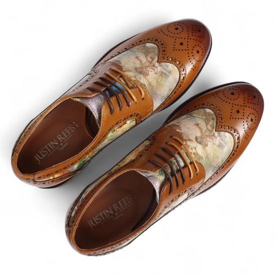 Zapatos de vestir brogue con estampado icónico de cuero marrón para hombre de Justin Reess - Scott - Image 5