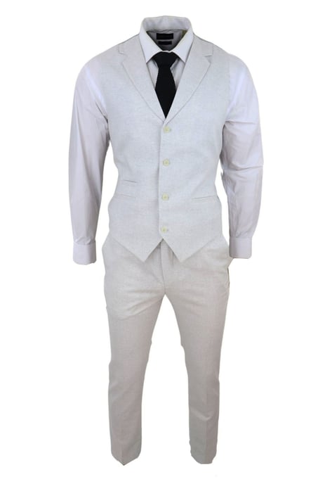 Conjunto de Dos Piezas para Hombre en Lino Gris Formales con Chaleco y Pantalones de Verano - Image 2