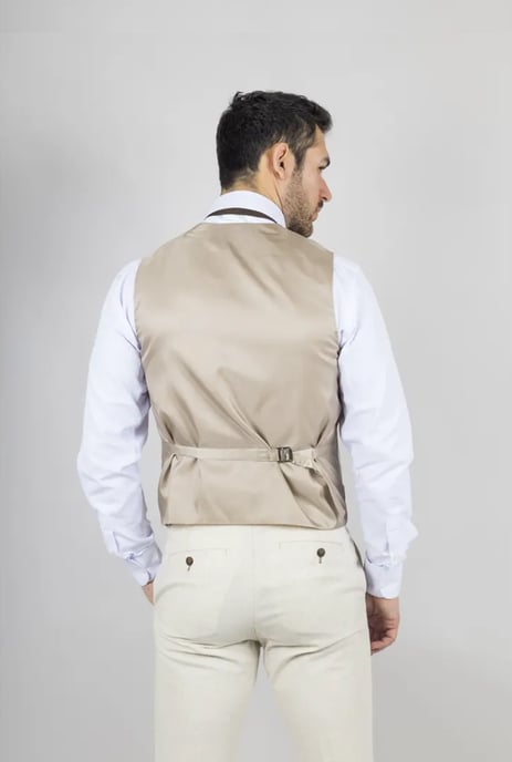 Traje de Verano Formal de Lino Beige para Hombre de 3 Piezas - Image 3