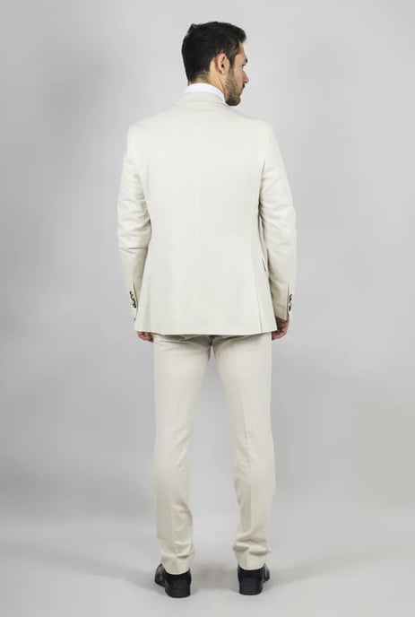 Traje de Verano Formal de Lino Beige para Hombre de 3 Piezas - Image 4