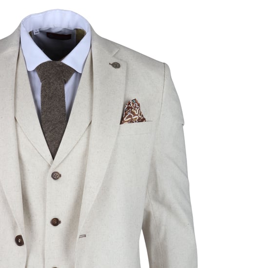 Traje de Verano Formal de Lino Beige para Hombre de 3 Piezas - Image 6