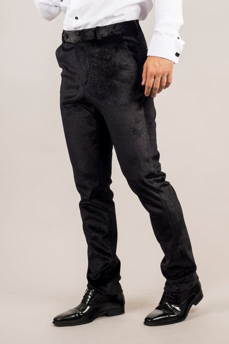 Terno formal de novio de terciopelo negro de 3 piezas para hombre - Image 4