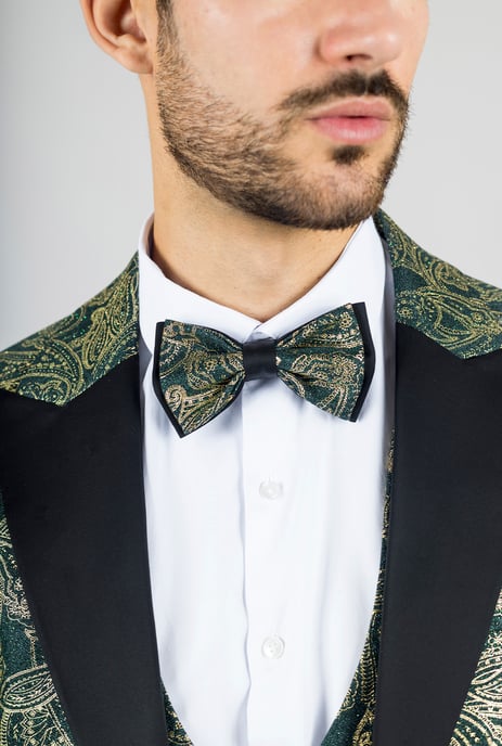 Traje de Boda Verde Paisley de 4 Piezas para Hombre Ajuste a Medida - Image 4