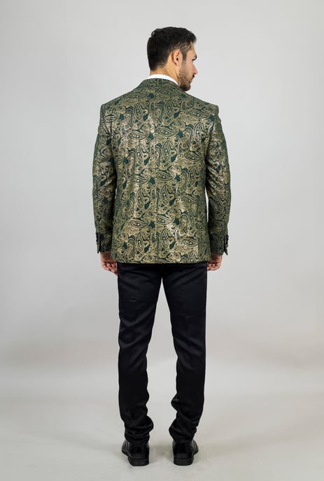 Traje de Boda Verde Paisley de 4 Piezas para Hombre Ajuste a Medida - Image 5