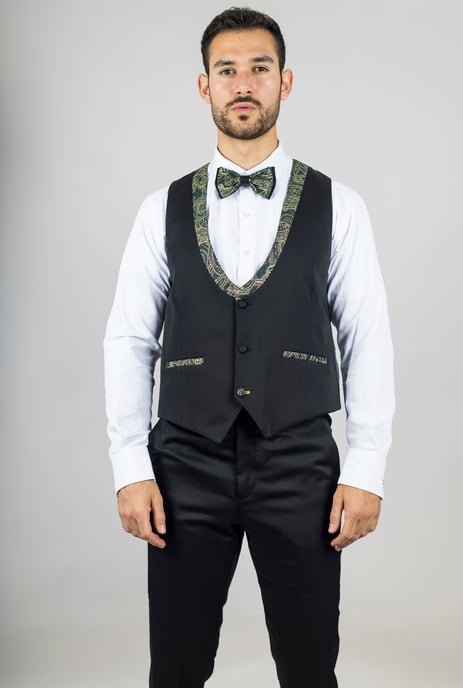 Traje de Boda Verde Paisley de 4 Piezas para Hombre Ajuste a Medida - Image 6