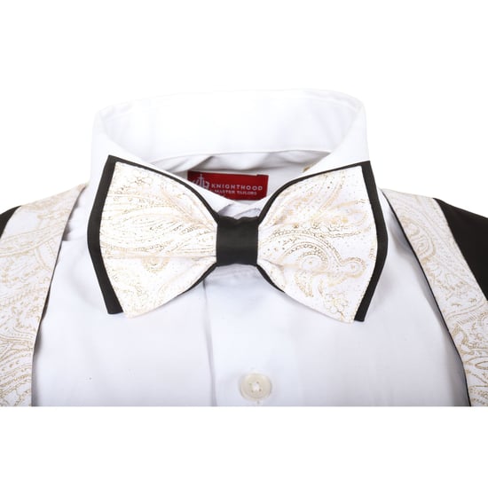 Traje de boda para hombre de 4 piezas en blanco con estampado paisley, ajuste a medida - Image 5