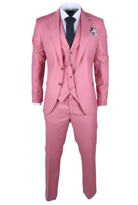 Traje de Fiesta para Hombre de 3 Piezas en Rosa, Ajuste Entallado, Día de Carrera - Image 3