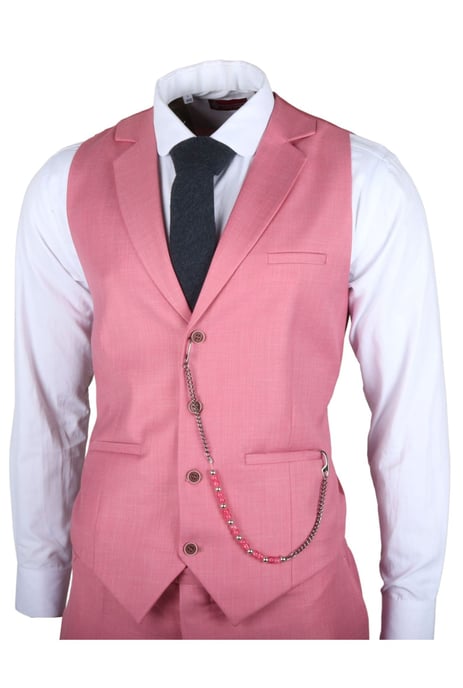 Traje de Fiesta para Hombre de 3 Piezas en Rosa, Ajuste Entallado, Día de Carrera - Image 4