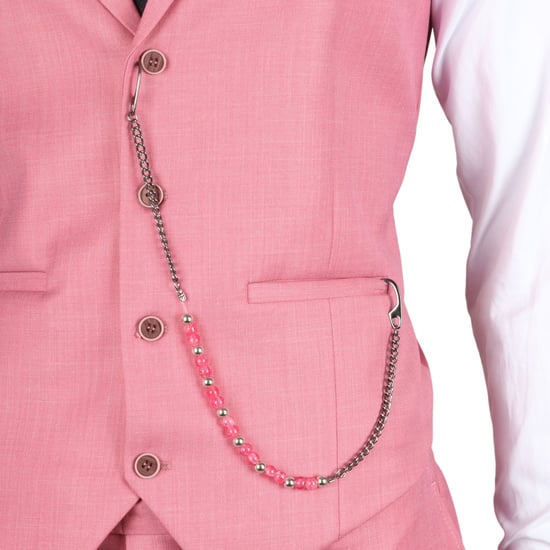 Traje de Fiesta para Hombre de 3 Piezas en Rosa, Ajuste Entallado, Día de Carrera - Image 5