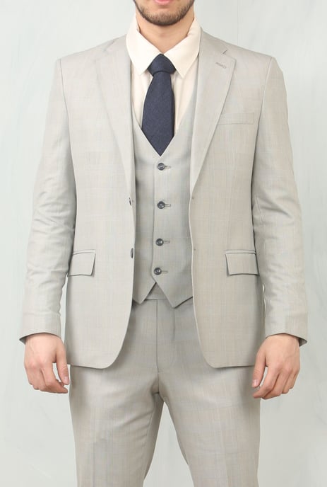Traje de Trabajo de 3 Piezas para Hombre en Gris Príncipe de Gales - Image 1
