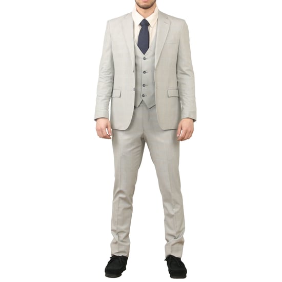 Traje de Trabajo de 3 Piezas para Hombre en Gris Príncipe de Gales - Image 2