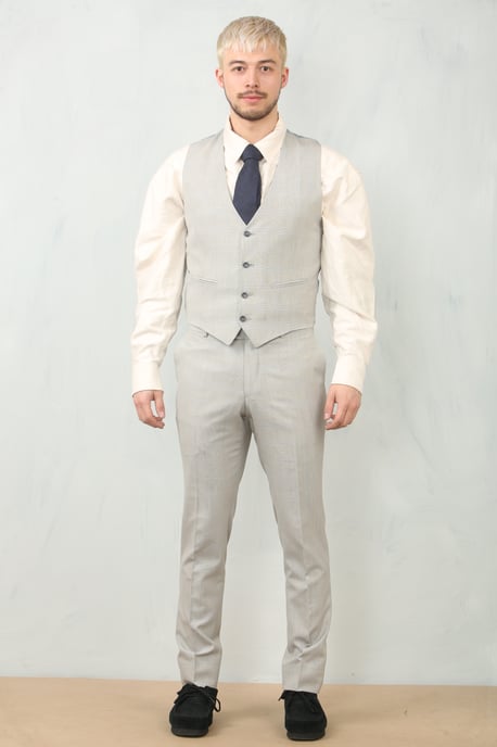 Traje de Trabajo de 3 Piezas para Hombre en Gris Príncipe de Gales - Image 3
