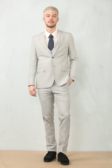 Traje de Trabajo de 3 Piezas para Hombre en Gris Príncipe de Gales - Image 4