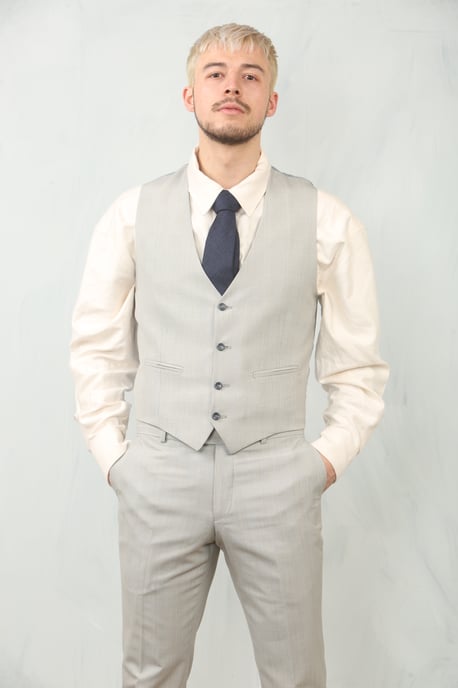 Traje de Trabajo de 3 Piezas para Hombre en Gris Príncipe de Gales - Image 6